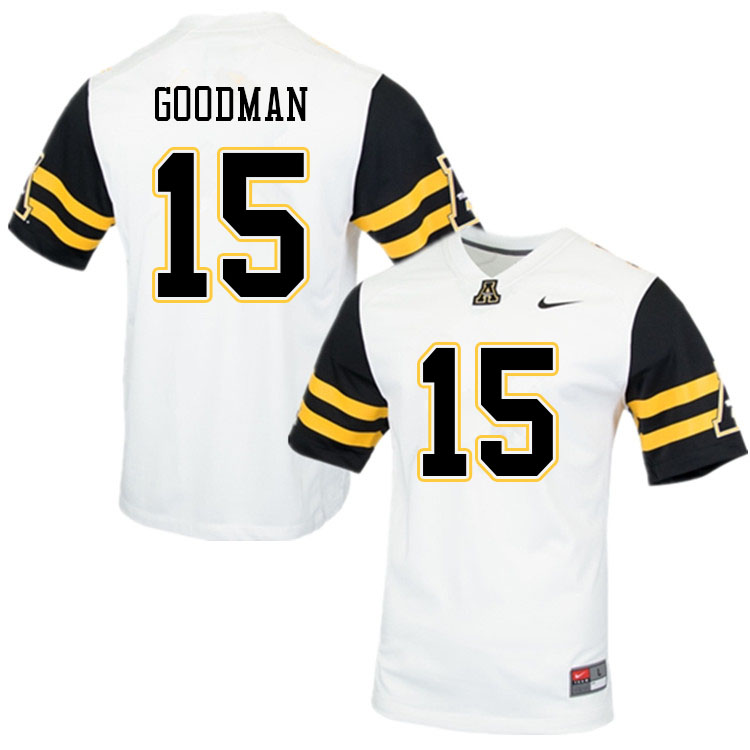 Men #15 Andre Goodman Appalachian State Mountaineers College Football Jerseys Sale-White - Click Image to Close